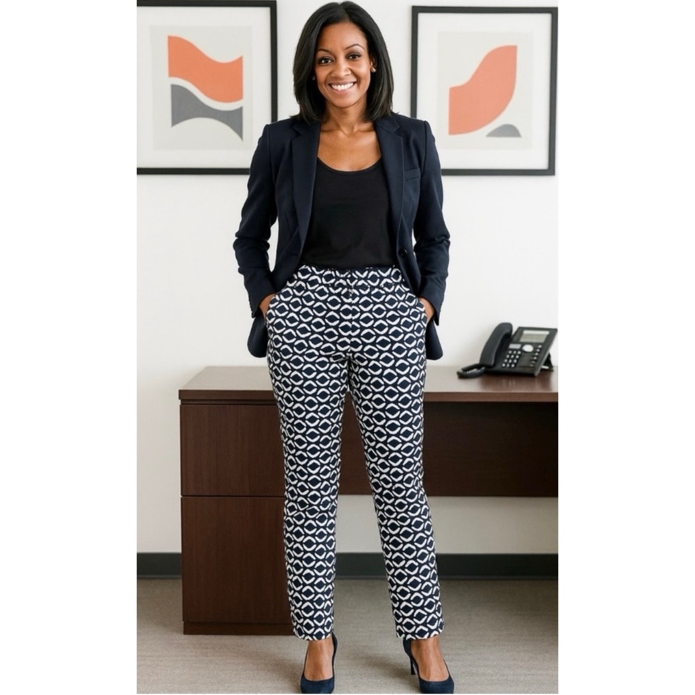 BODEN | Richmond Blue and White 7/8 Trouser Workwear Office‎ Ankle Pants Sz. 8